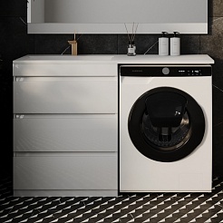 Style Line Тумба с раковиной Даллас 130 L 3 ящика под стиральную машину – фотография-2